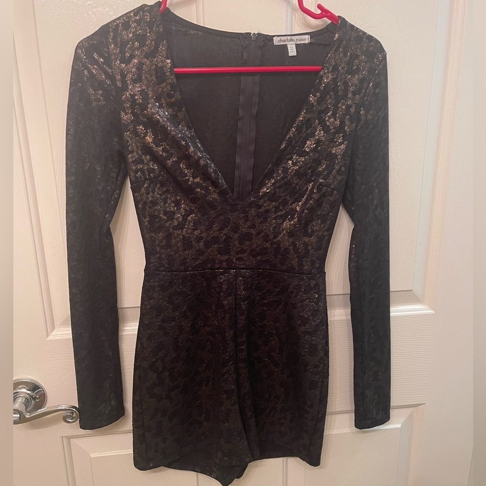 Cheetah Print Long Sleeve Romper